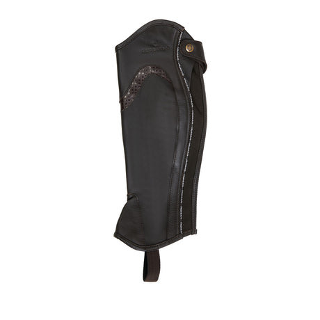 Equestro Unisex Leather Gaiters With Contrasting Profile #colour_brown