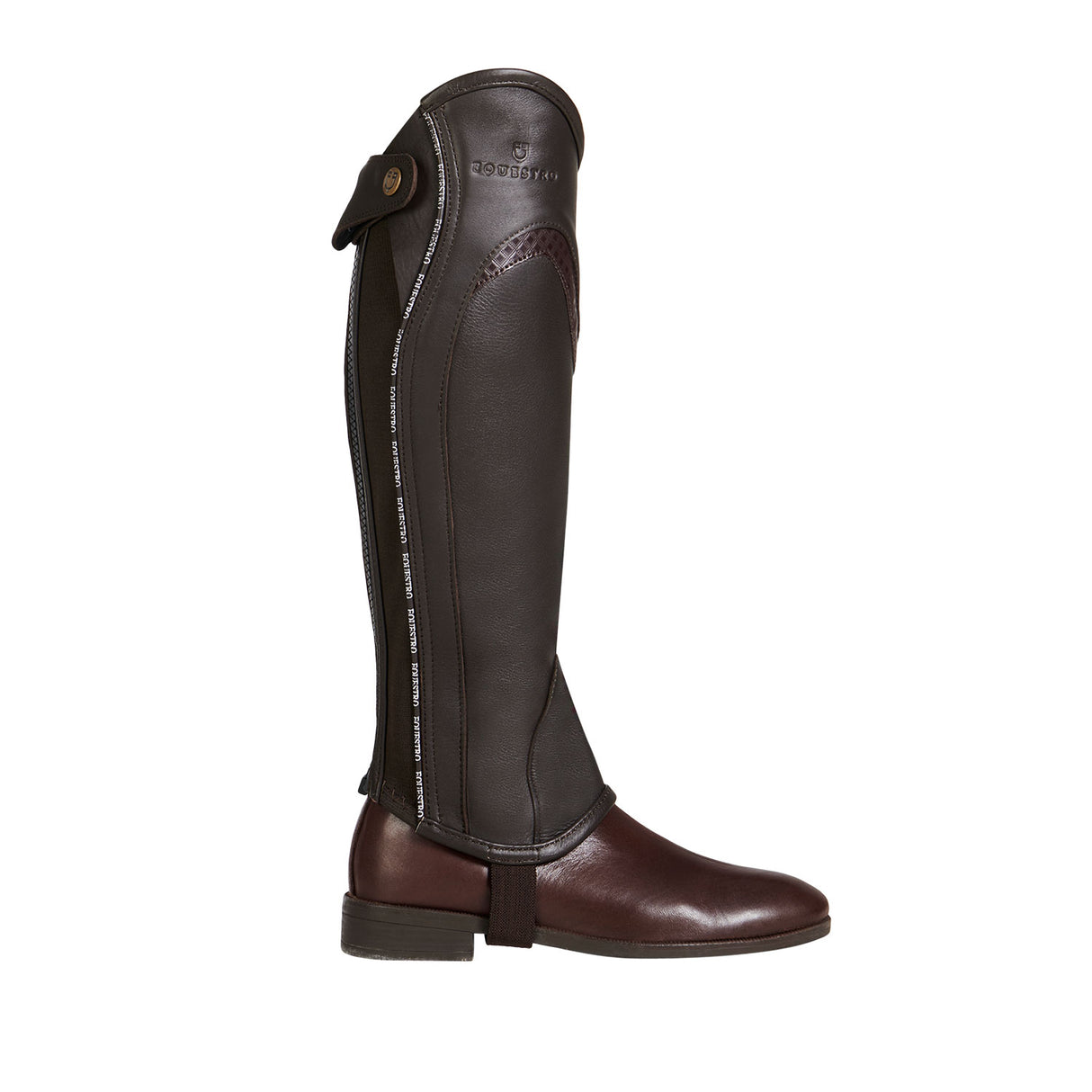 Equestro Unisex Leather Gaiters With Contrasting Profile #colour_brown