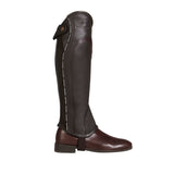 Equestro Unisex Leather Gaiters With Contrasting Profile #colour_brown