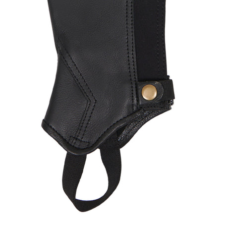 Equestro Unisex Soft Leather Gaiters With Rear Zip #colour_black