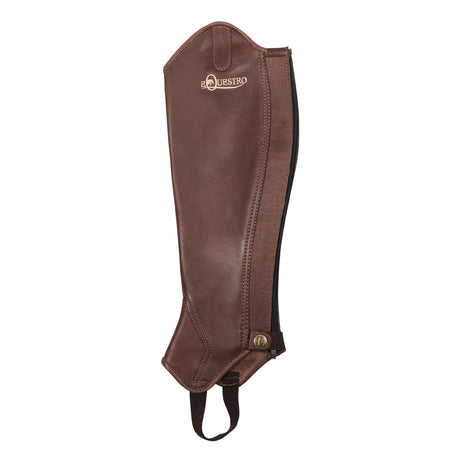 Equestro Unisex Soft Leather Gaiters With Rear Zip #colour_brown