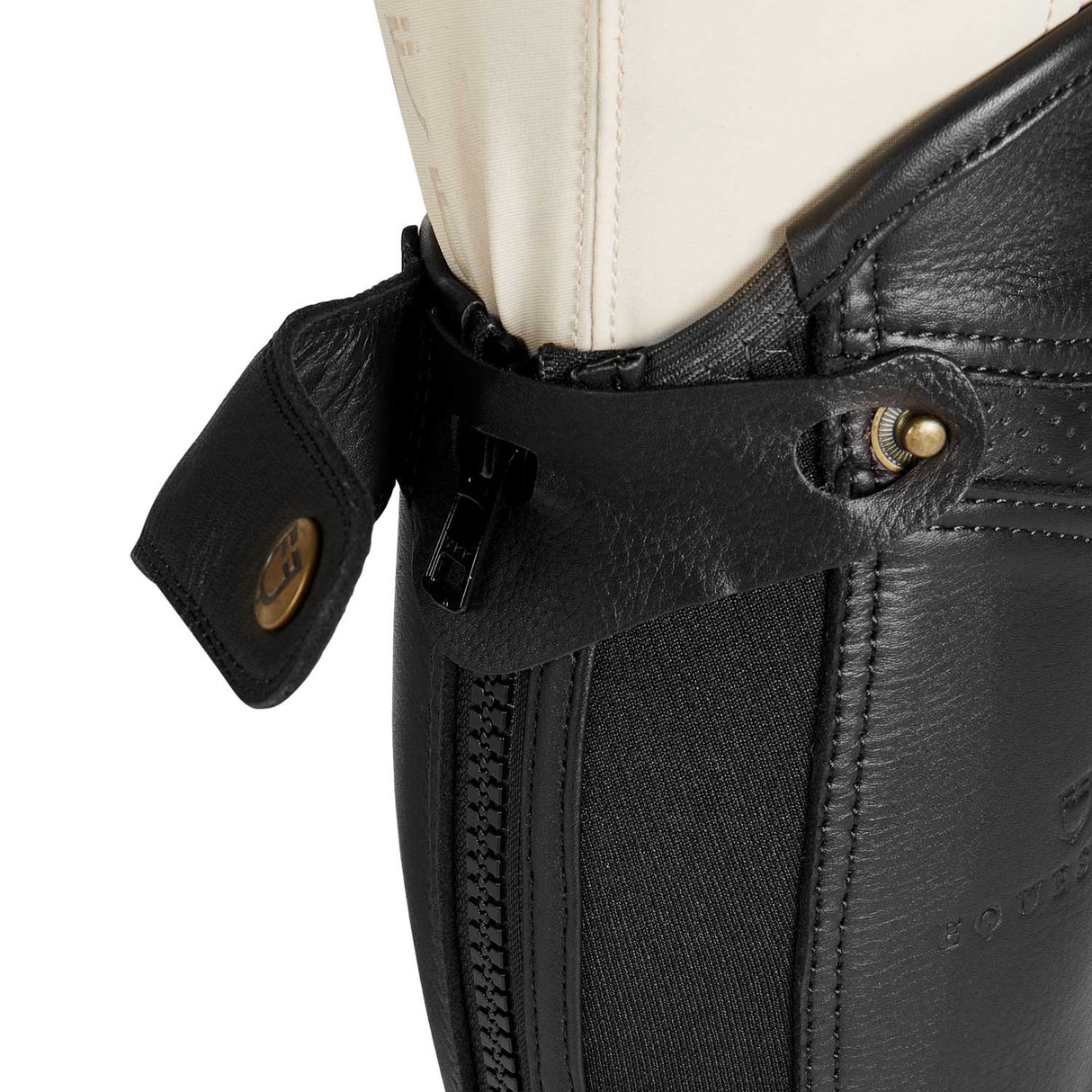 Equestro Unisex Gaiters Perforated Leather Maximum Comfort #colour_black