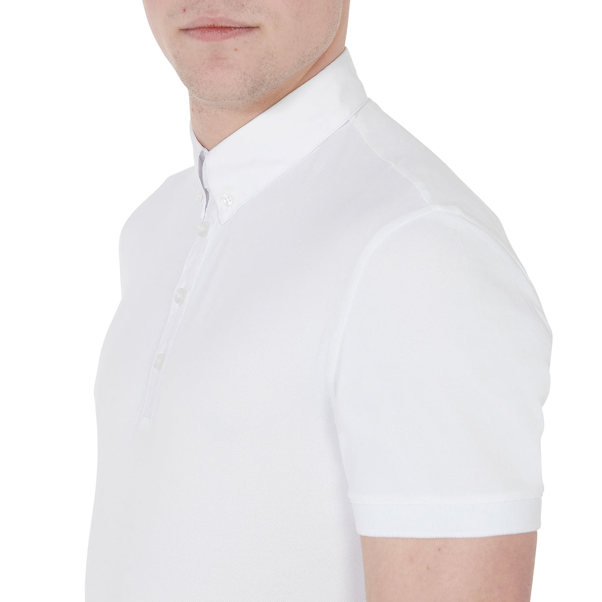 Equestro Men's Competition Polo Shirt In Breathable Technical Fabric #colour_white
