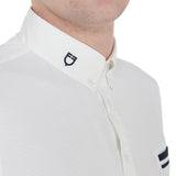 Equestro Men's Slim Fit Competition Polo Shirt With Black Inserts #colour_white