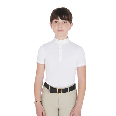 Equestro Girls' Slim Fit Breathable Competition Polo Shirt #colour_white
