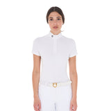 Equestro Women's Slim Fit Stretch Competition Polo Shirt #colour_white