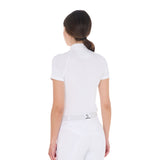 Equestro Women's Slim Fit Stretch Competition Polo Shirt #colour_white