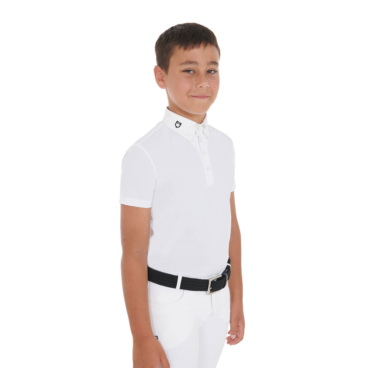 Equestro Boys' Slim Fit Competition Polo Shirt With Four Buttons #colour_white