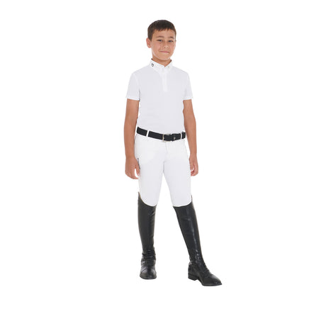 Equestro Boys' Slim Fit Competition Polo Shirt With Four Buttons #colour_white