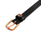 Equestro Leather Belt With Rose Gold Clincher #colour_black