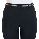 Equestro Leather Belt With Rose Gold Clincher #colour_black