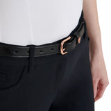 Equestro Leather Belt With Rose Gold Clincher #colour_black