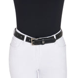 Equestro Leather Belt With Handcrafted Embroidery #colour_black