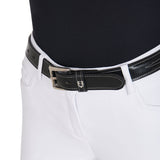 Equestro Leather Belt With Handcrafted Embroidery #colour_black