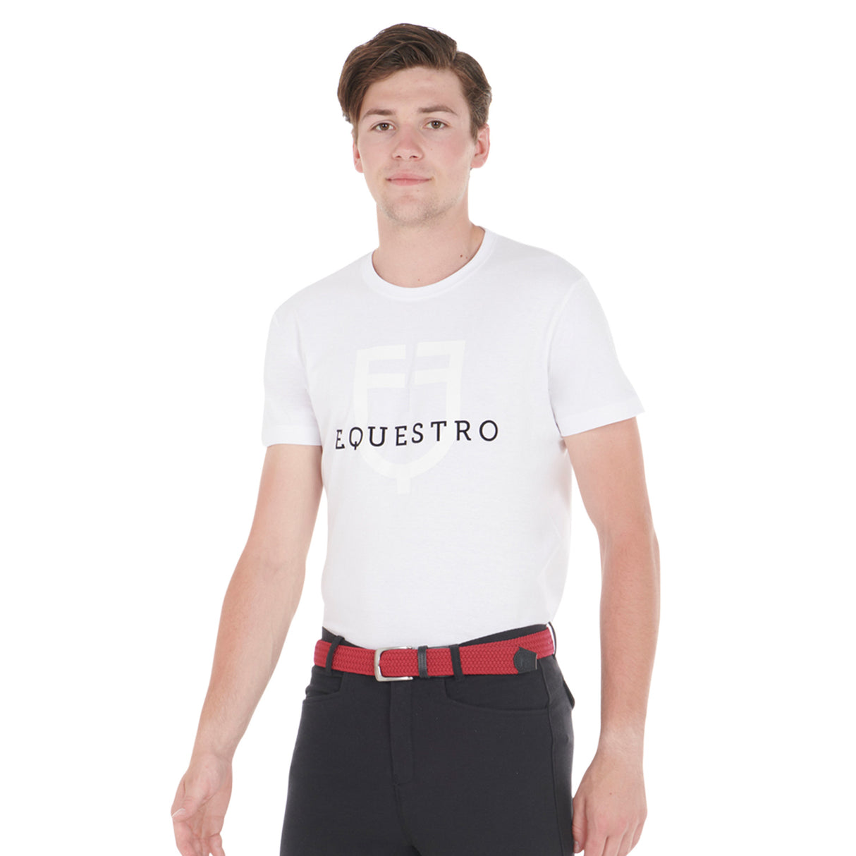 Equestro Elasticized Belt Crossed Pattern #colour_burgundy