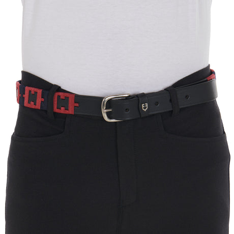 Leather belt with geometric pattern