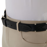Equestro Leather Belt With Black And White Embroidery #colour_black