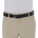 Equestro Leather Belt With Black And White Embroidery #colour_black