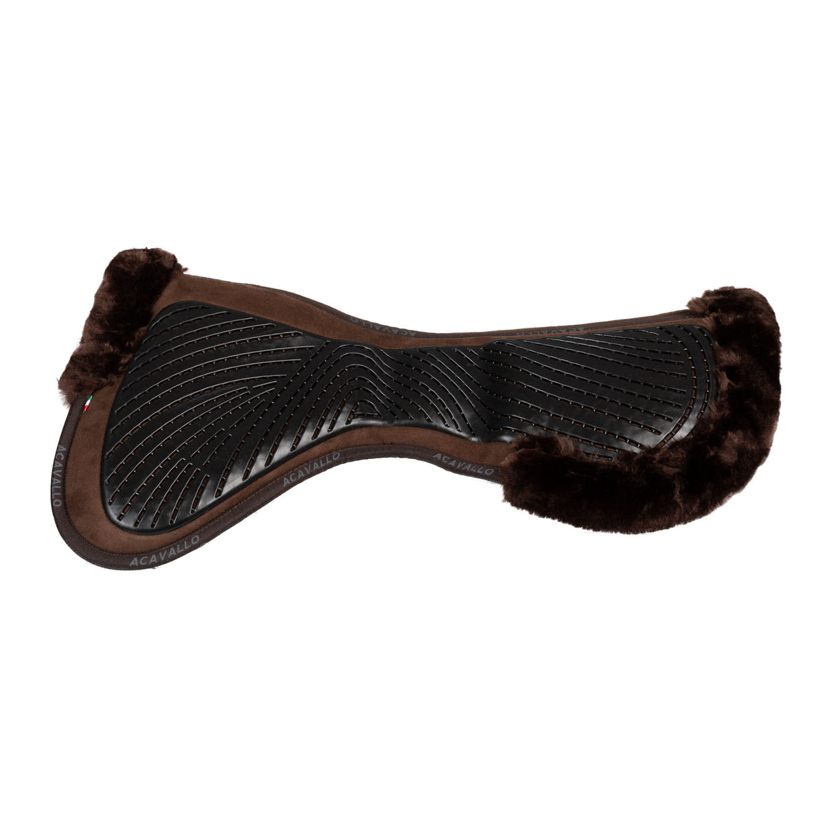 Acavallo Pad Mf-S Jccs-S Cw-Cs Suede Cut-Out Faux Sheepskin Gel Grip Flat #colour_brown-brown