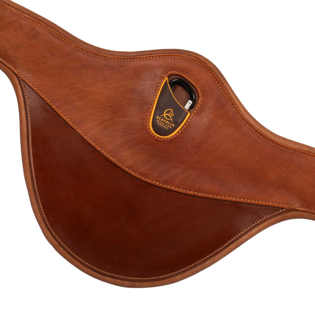 Acavallo Jumping Stud Guard Girth Leather & Gel #colour_cognac