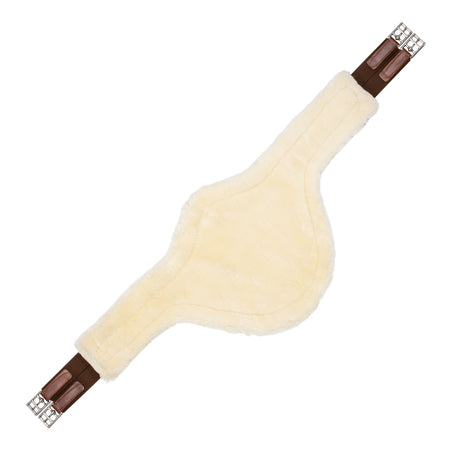 Acavallo Jumping Stud Guard Girth Removable Faux Sheepskin #colour_cognac