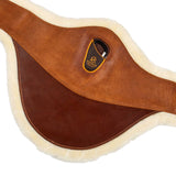 Acavallo Jumping Stud Guard Girth Removable Faux Sheepskin #colour_cognac