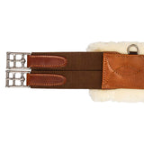 Acavallo Jumping Stud Guard Girth Removable Faux Sheepskin #colour_cognac