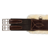 Acavallo Jumping Girth Leather & Removable Faux Sheepskin #colour_brown