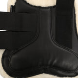 Acavallo Jumping Tendon Boots Faux Sheepskin & Hook-And-Loop Closure #colour_black