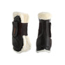 Acavallo Jumping Tendon Boots Faux Sheepskin & Hook-And-Loop Closure #colour_brown