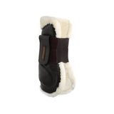 Acavallo Jumping Tendon Boots Faux Sheepskin & Hook-And-Loop Closure #colour_brown