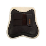 Acavallo Jumping Tendon Boots Faux Sheepskin & Hook-And-Loop Closure #colour_brown