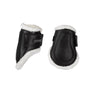 Acavallo Jumping Fetlock Boots Faux Sheepskin & Hook-And-Loop Closure #colour_black
