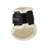 Acavallo Jumping Fetlock Boots Faux Sheepskin & Hook-And-Loop Closure #colour_black