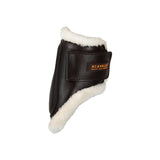Acavallo Jumping Fetlock Boots Faux Sheepskin & Hook-And-Loop Closure #colour_brown