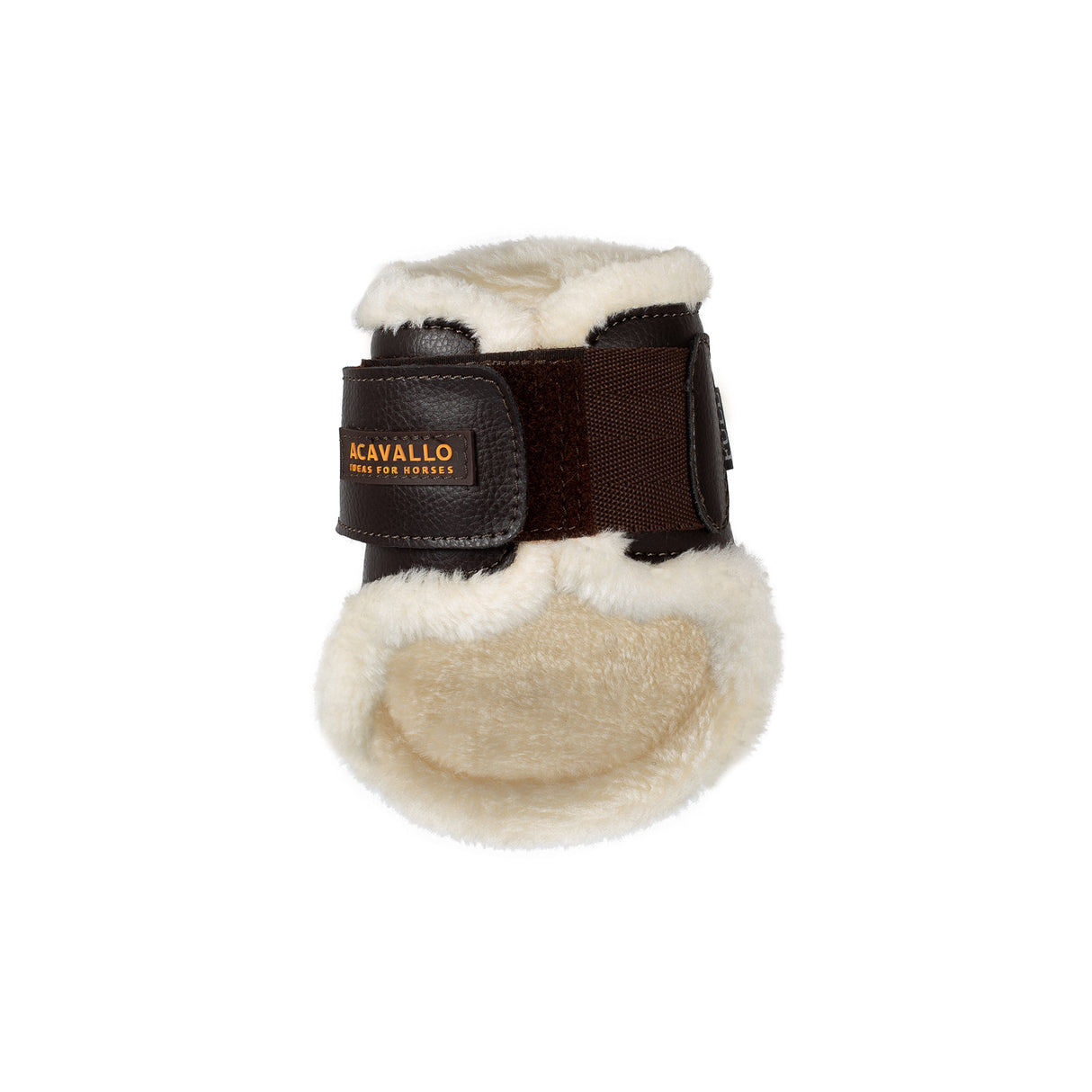 Acavallo Jumping Fetlock Boots Faux Sheepskin & Hook-And-Loop Closure #colour_brown