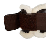 Acavallo Jumping Fetlock Boots Faux Sheepskin & Hook-And-Loop Closure #colour_brown