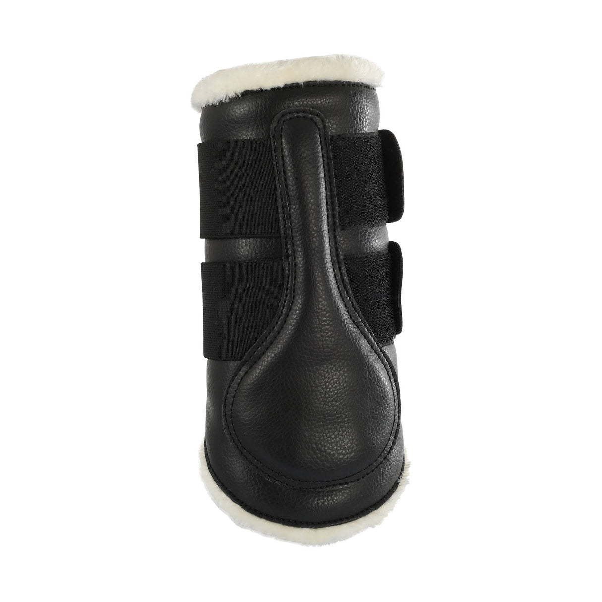 Acavallo Front Brushing Boots Faux Sheepskin & Hook-And-Loop Closure #colour_black