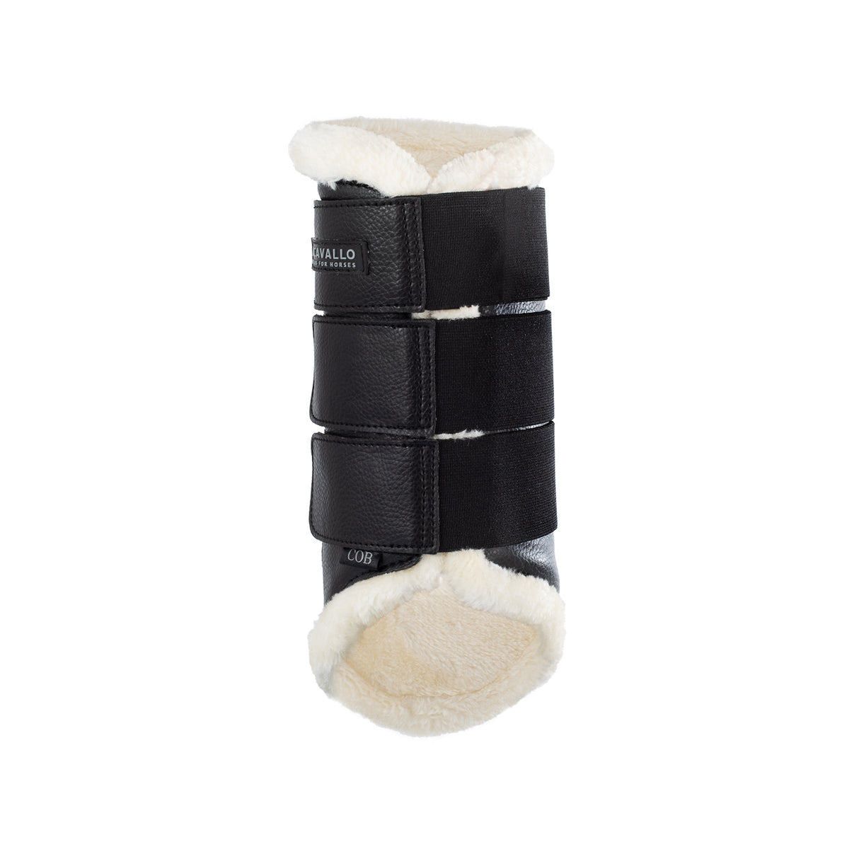 Acavallo Hind Brushing Boots Faux Sheepskin & Triple Hook-And-Loop Closure #colour_black