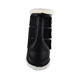Acavallo Hind Brushing Boots Faux Sheepskin & Triple Hook-And-Loop Closure #colour_black