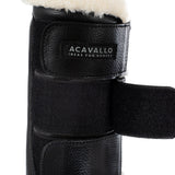 Acavallo Hind Brushing Boots Faux Sheepskin & Triple Hook-And-Loop Closure #colour_black