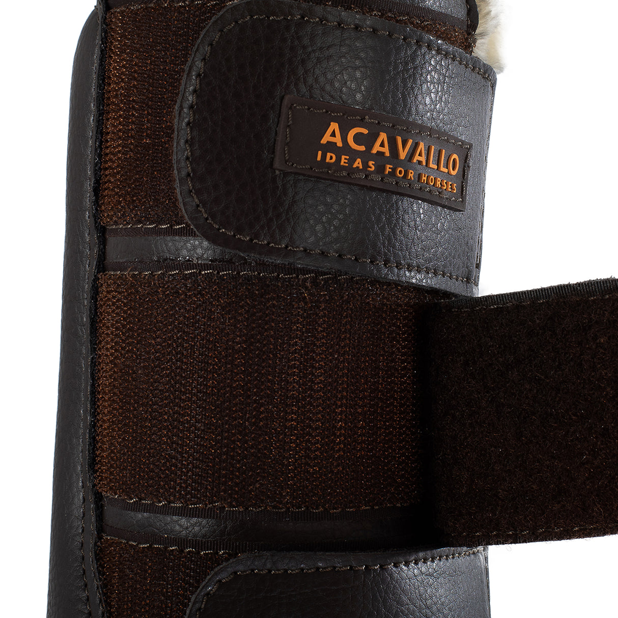 Acavallo Hind Brushing Boots Faux Sheepskin & Triple Hook-And-Loop Closure #colour_brown