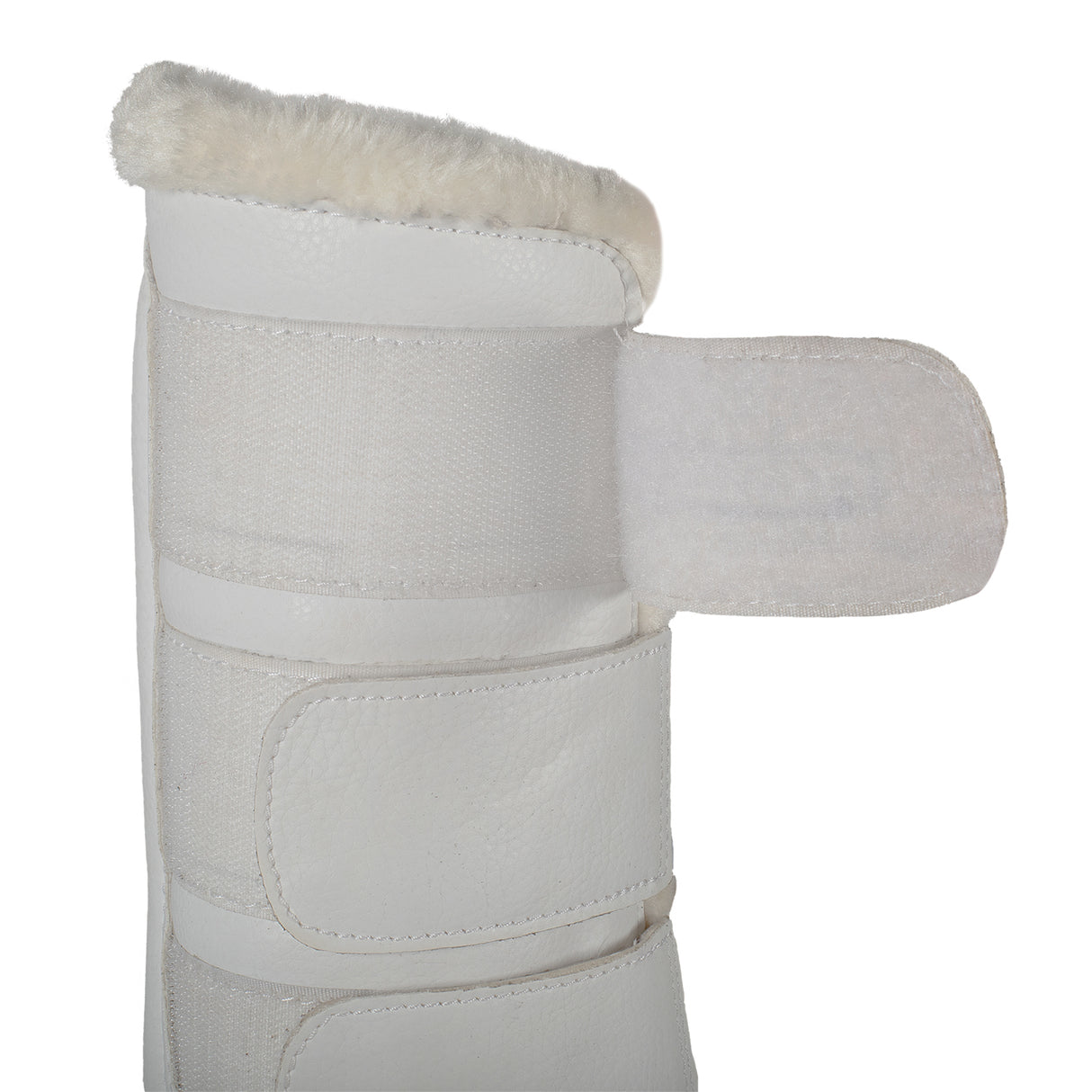 Acavallo Hind Brushing Boots Faux Sheepskin & Triple Hook-And-Loop Closure #colour_white