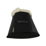 Acavallo Eco-Leather Bell Boots Faux Sheepskin & Hook-And-Loop Closure #colour_black