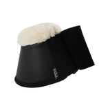 Acavallo Eco-Leather Bell Boots Faux Sheepskin & Hook-And-Loop Closure #colour_black