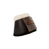 Acavallo Eco-Leather Bell Boots Faux Sheepskin & Hook-And-Loop Closure #colour_brown