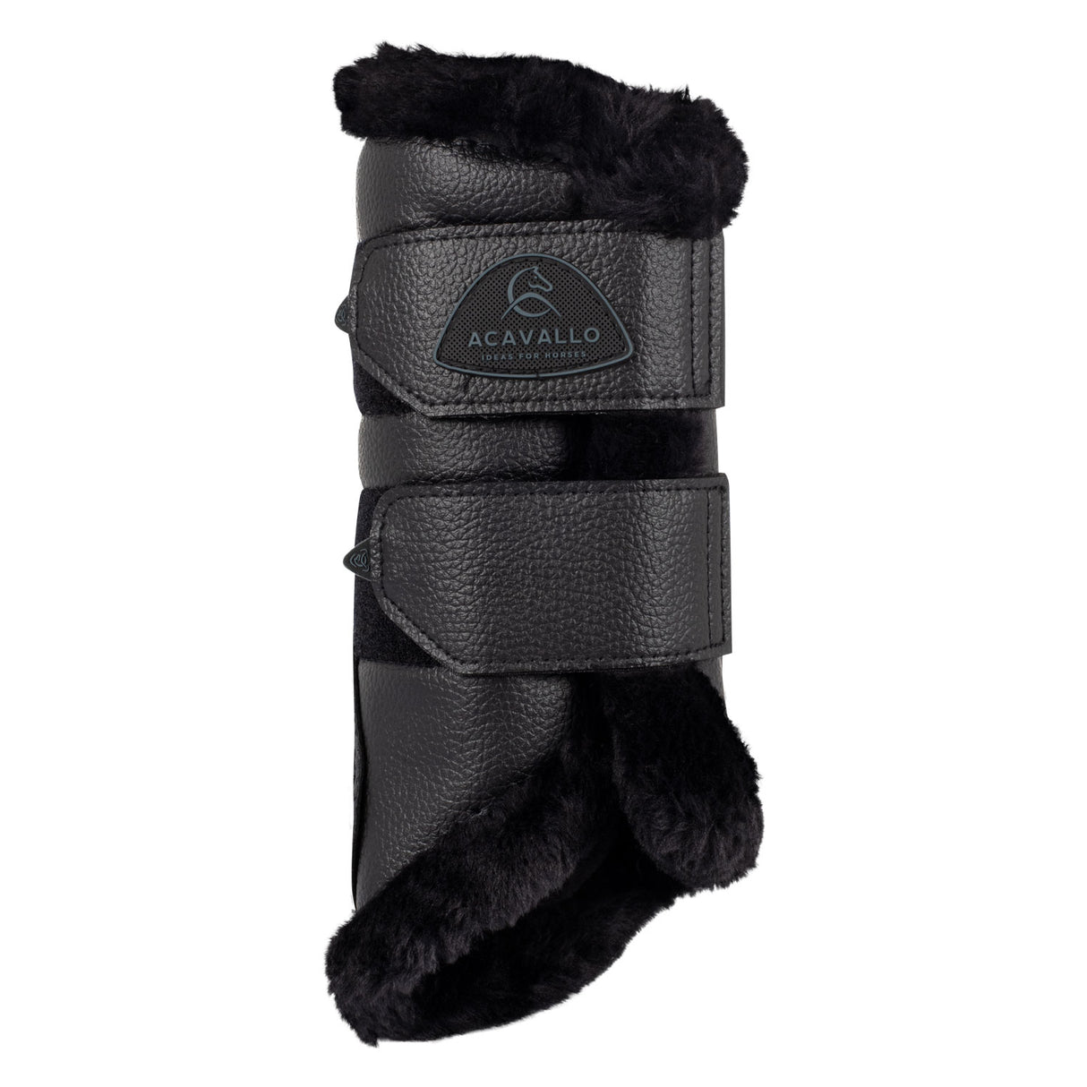 Acavallo Front Brushing Boots Eco-Leather & Faux Sheepskin #colour_black