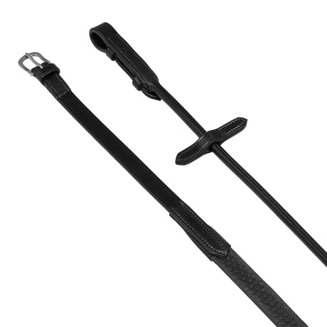 Acavallo Tubular Reins Leather & Rubber #colour_black