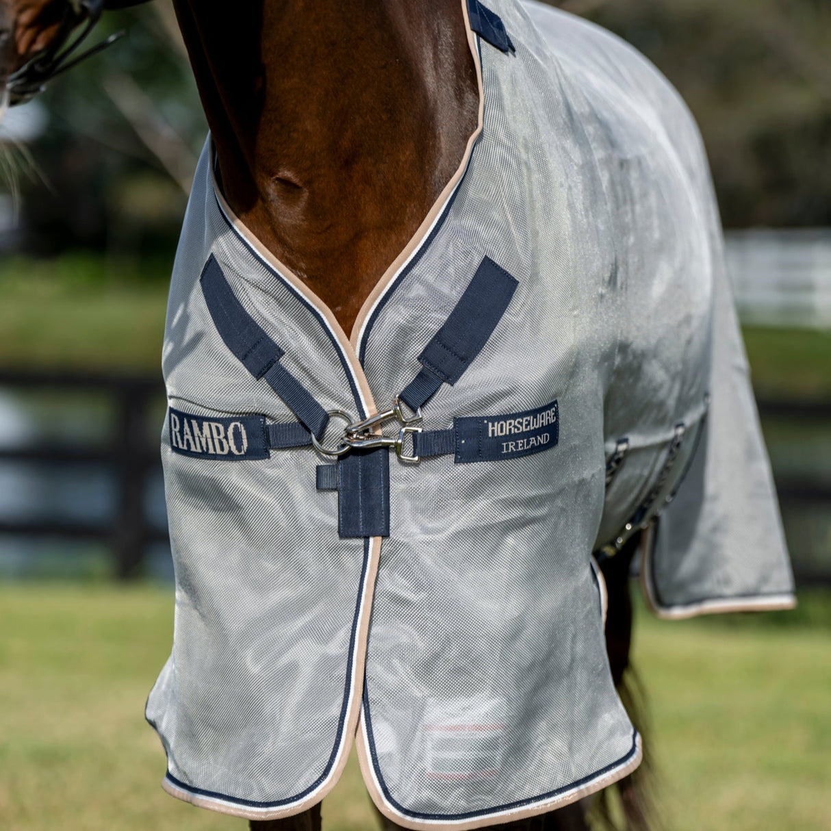 Horseware Ireland Rambo Protector #colour_silver-navy-white-biege