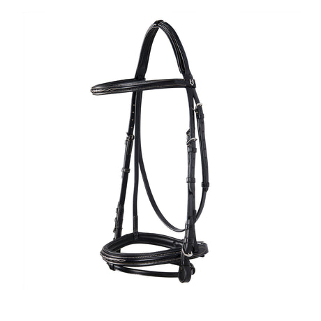 Equestro Leather English Bridle With Embroideries #colour_black
